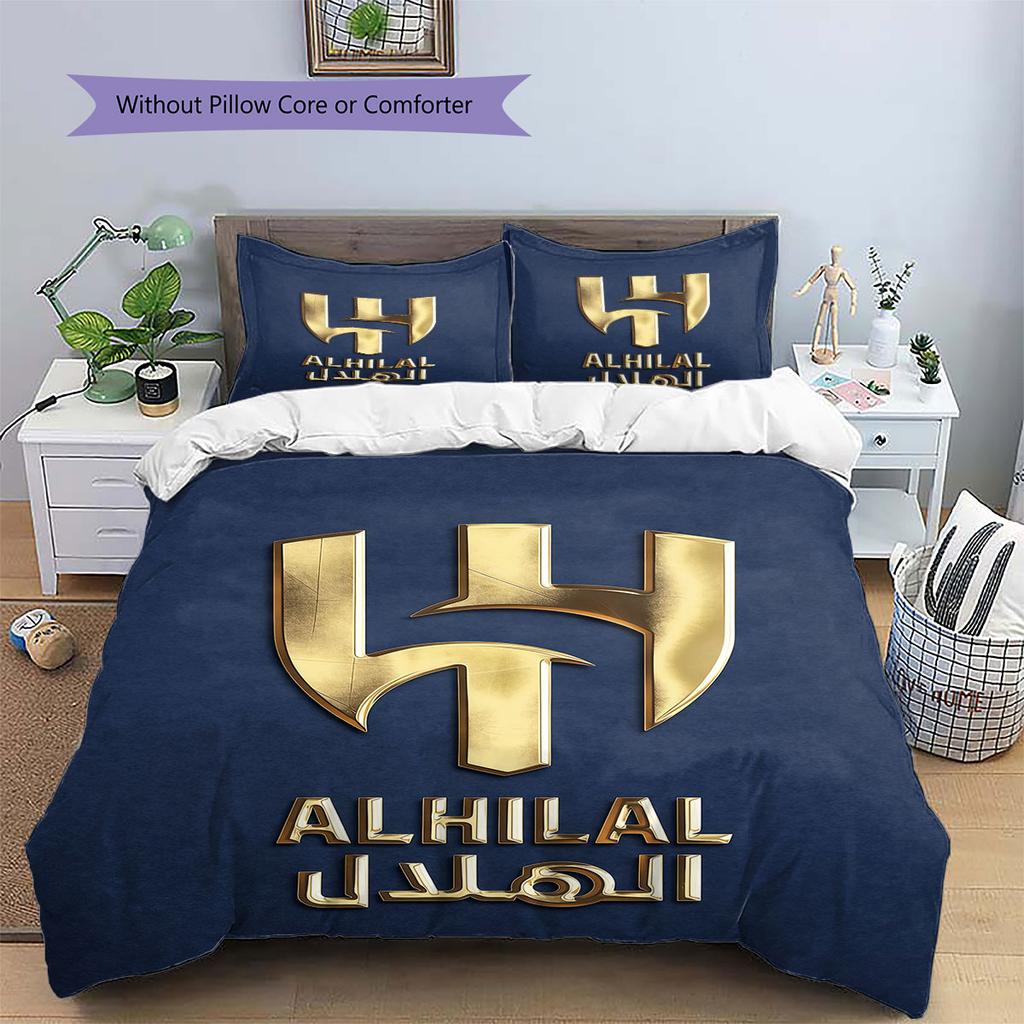 Al-Hilal Saudi FC Pattern Bedding,Quilt Set Quilt Cover Pillowcase Home Birthday Gift(1 * duvet cover + 2 * pillowcase, without core)