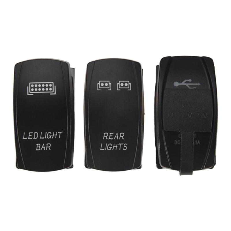 LED Light Bar Rocker Switch Toggle Switch Rear Lights Rocker Switch Rocker Switch Dual USB Power Charger