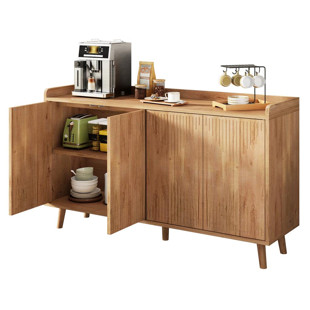Mobile da cucina, Credenza con 4 ante e ripiani regolabili, Mobile contenitore per sala da pranzo e soggiorno, 140 x 40 x 84 cm