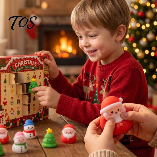 Holiday Surprise Countdown Christmas Squeeze Advent Calendar 2026, 24 Days Mini Slow Rising Fidget Desktop Decoration Toys Calendar, Sensory