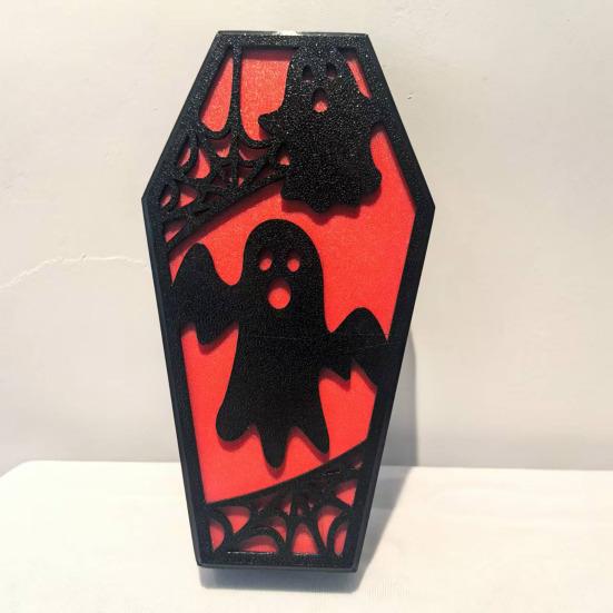 Yousheng Halloween Casket Decor, DIY Bat Ghost Ornament with Lights, Spooky Graveyard Scene Prop for Party Home Haunted