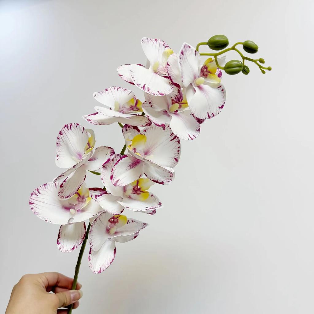 9 Head Latex Butterfly Orchid Artificial Flowers Hand Feeling Fake Flowers RoomTable Decoration Wedding Arrangement
