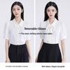 Women's Detachable Bow Short Sleeve Chiffon Blouse