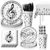 Music Festival Cow Tableware Set: Plates, Cups, Napkins, Tablecloth for Party or Birthday Decorations