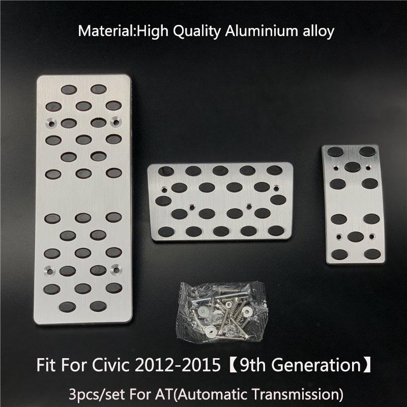 For Honda Civic 2005- LHD Aluminum Pads Pedal Set Gas Accelerator Brake Footrest AT / MT Car Accessories Need Drilling
