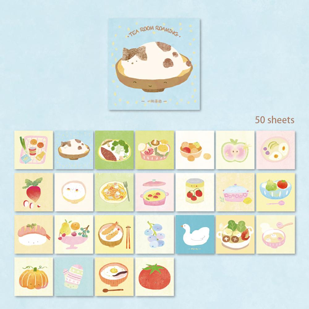 50 Sheets Material Book Tea Room Roaming Cute Creative Patterns Handmade Account Diary Primer Memo