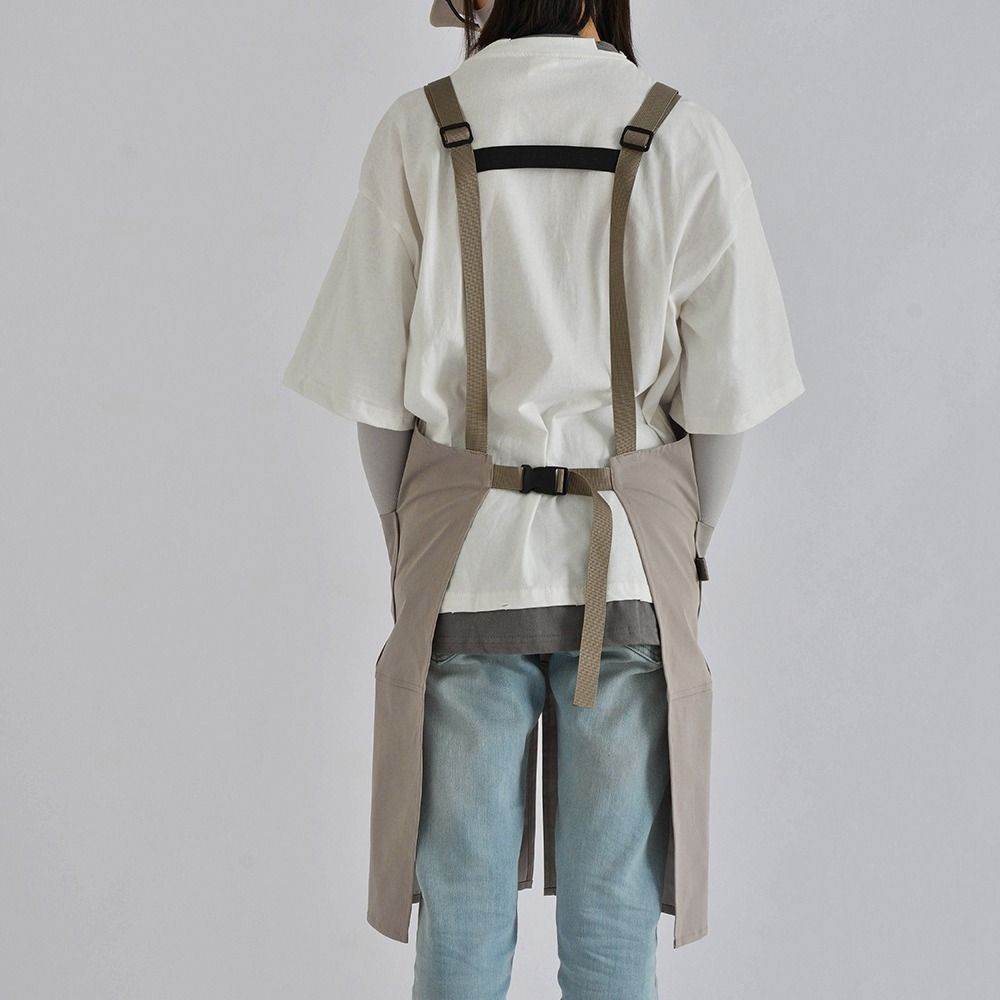 with Pockets Cooking Apron Solid Color Sleeveless Apron Kitchen Uniform Waterproof Apron Chef