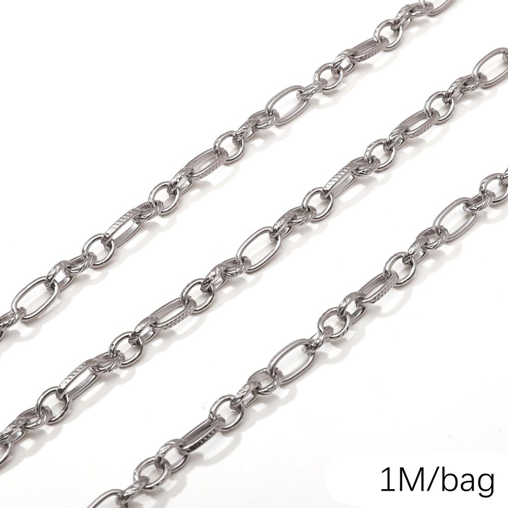 Chaîne Cœur en Acier Inoxydable de 0,5/1 Mètre Chaîne Cubaine Chaîne Punk de Base pour la Fabrication de Colliers Bracelets Bijoux Accessoires