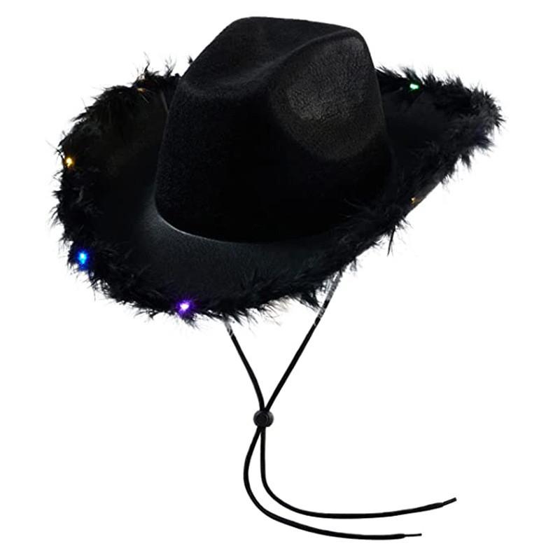 Breathable Cowboy Hat With Bright Led Trim And Large Brim For Outdoor Activities