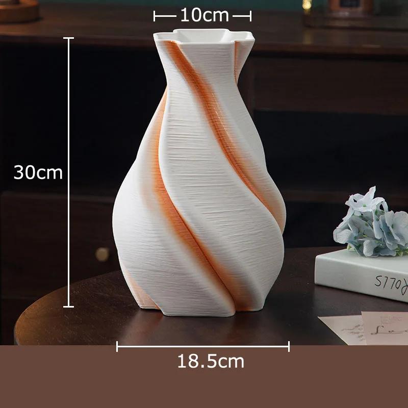 Wave Striped Ceramic Vase Creative Plant Pot Table Decoration Ornaments Flower Arrangement Floral Vases Room Aesthetic Decor