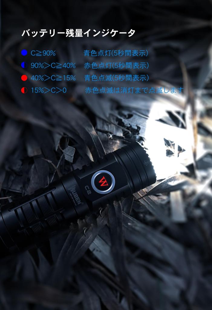 WUBEN C2 LED Portable and Portable Flashlight Ideal for Outdoor and Walking Flashlight, [2000 Lumens, Type-C, USB-A, Rechargeable, Compact, Clip-on,
