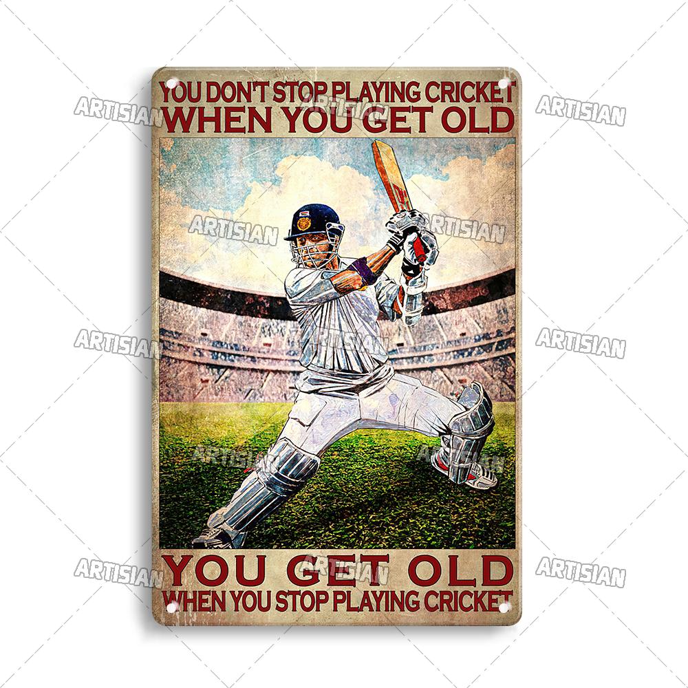 Mfoever Tin Sign Artisian SPORT Metal Sign Tennis Tin Poster Decorative Plate Badminton Cricket Pickleball Plaque Wall Decor Garage Bar Pub Club