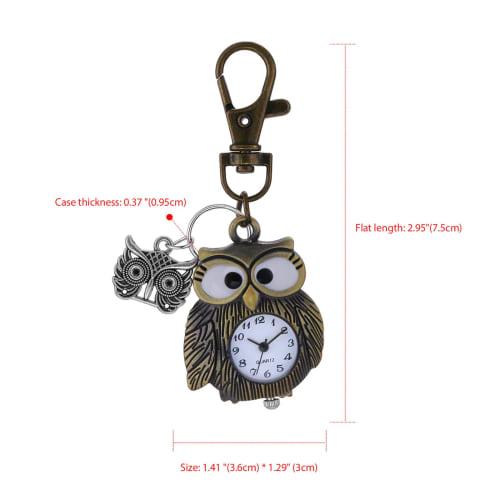 Owl Carabiner Watch, Clip, Keychain, Pocket Watch, Analog, Waterproof, Cute, Fashion Accessory for Men and Women
