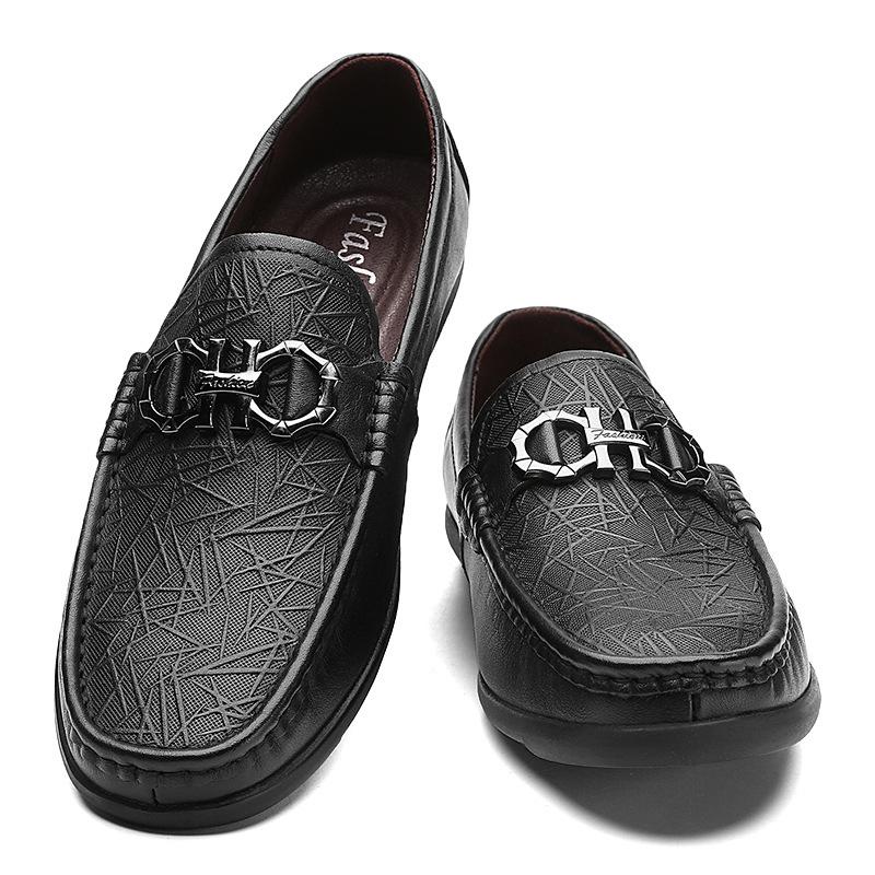 2025 New First-layer Cowhide Large-size Doudou Shoes, Black Soft-soled Dad Men's Trendy Casual Shoes, Comfortable Driving Shoes for Men