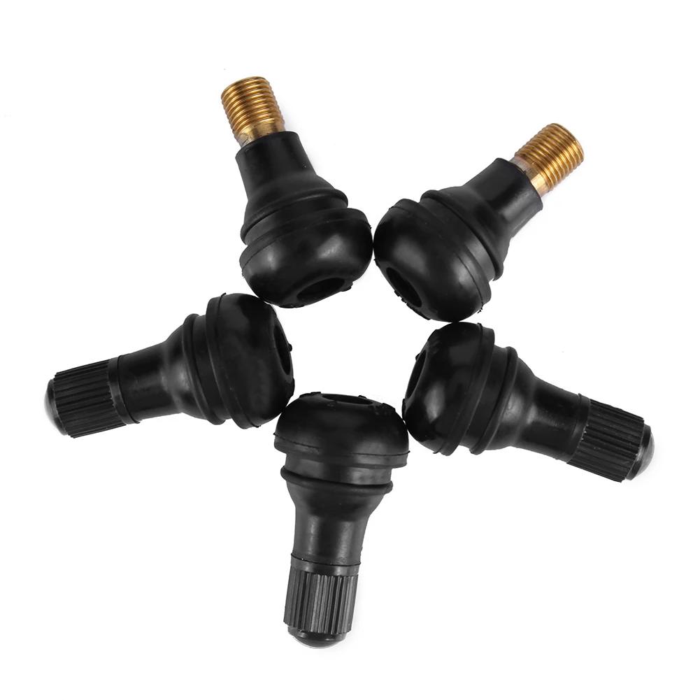 10/25Pcs TR412 Snap-in Black Rubber Tubeless Tire Tyre Valve Stems  Rubber Copper Vacuum Tire Air Valve For Auto Motorcycle