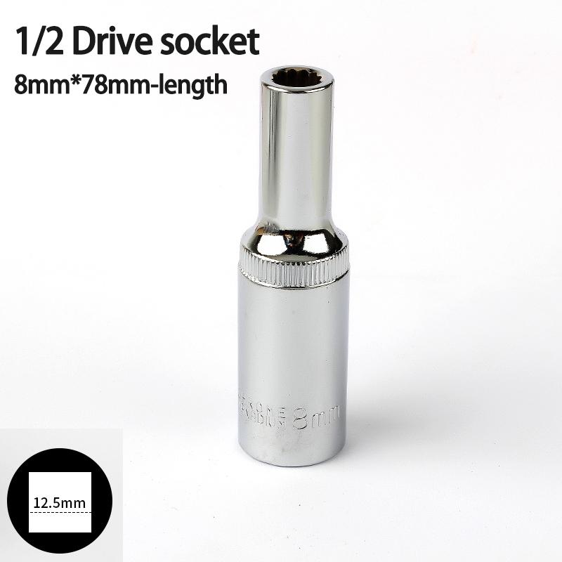 

1pcs 12 Point 78mm Mirror Deep Socket Head 1/2 Drive Torx Bit Ratchet Wrench Adapter Tool Part 8-32mm Car Repair tools