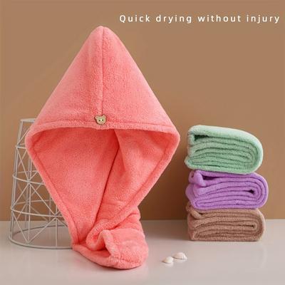 1pc Bonnet de Cheveux à Séchage Rapide Pour Femmes Absorbant en Polaire Corail Bonnet de Douche avec Serviette Épaissie pour Sécher et Envelopper les Cheveux