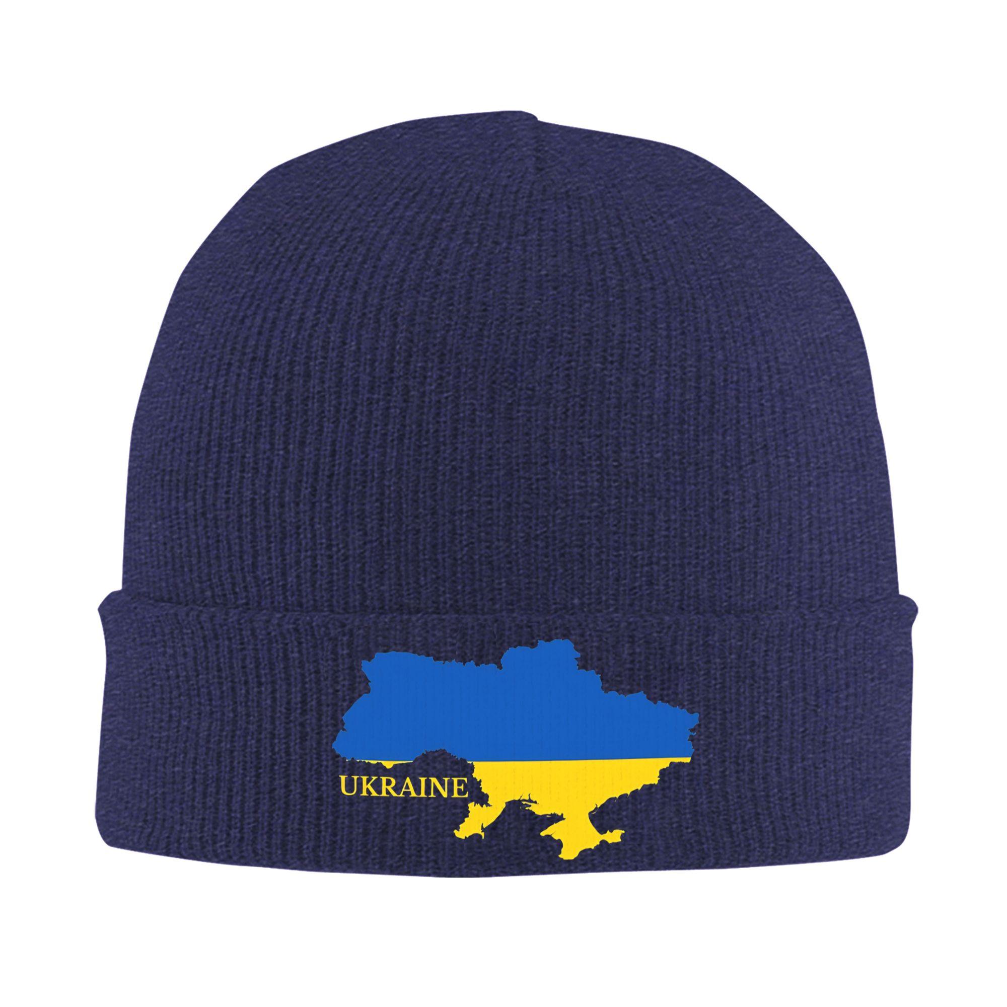 

Ukraine Flag Map Knitted Hat Street Caps FeUnisex Unisex Kpop Beanie Hats Autumn Winter Printed Elastic Bonnet Hats One Size