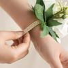 Valentine's Day Rose Wrist Corsage for Bride Groom Prom Wedding Artificial Silk Flowers Adjustable Wristband Artificial Flowers