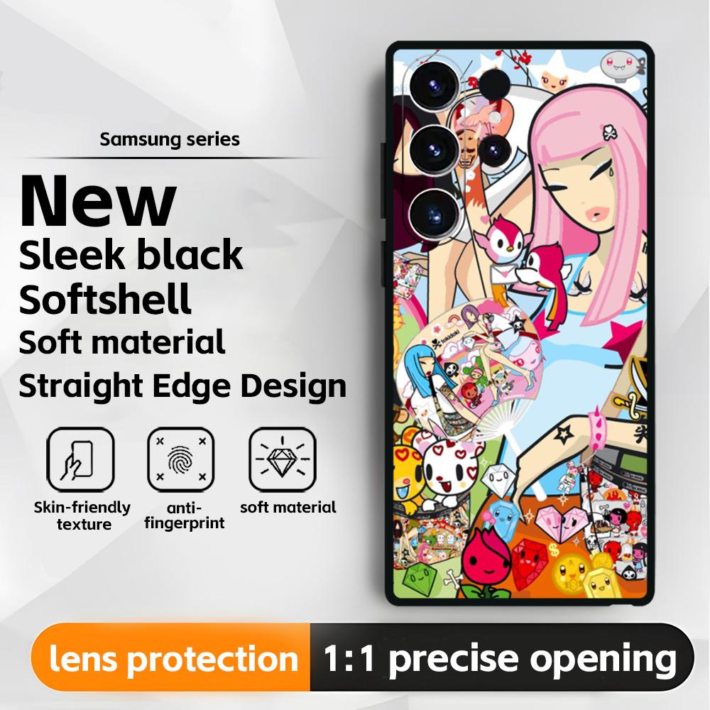 Japan Cute T-Tokidoki Phone Case For Samsung Galaxy S25 S24 S23 S22 S21 S20 Plus Ultra Note20 Soft Black
