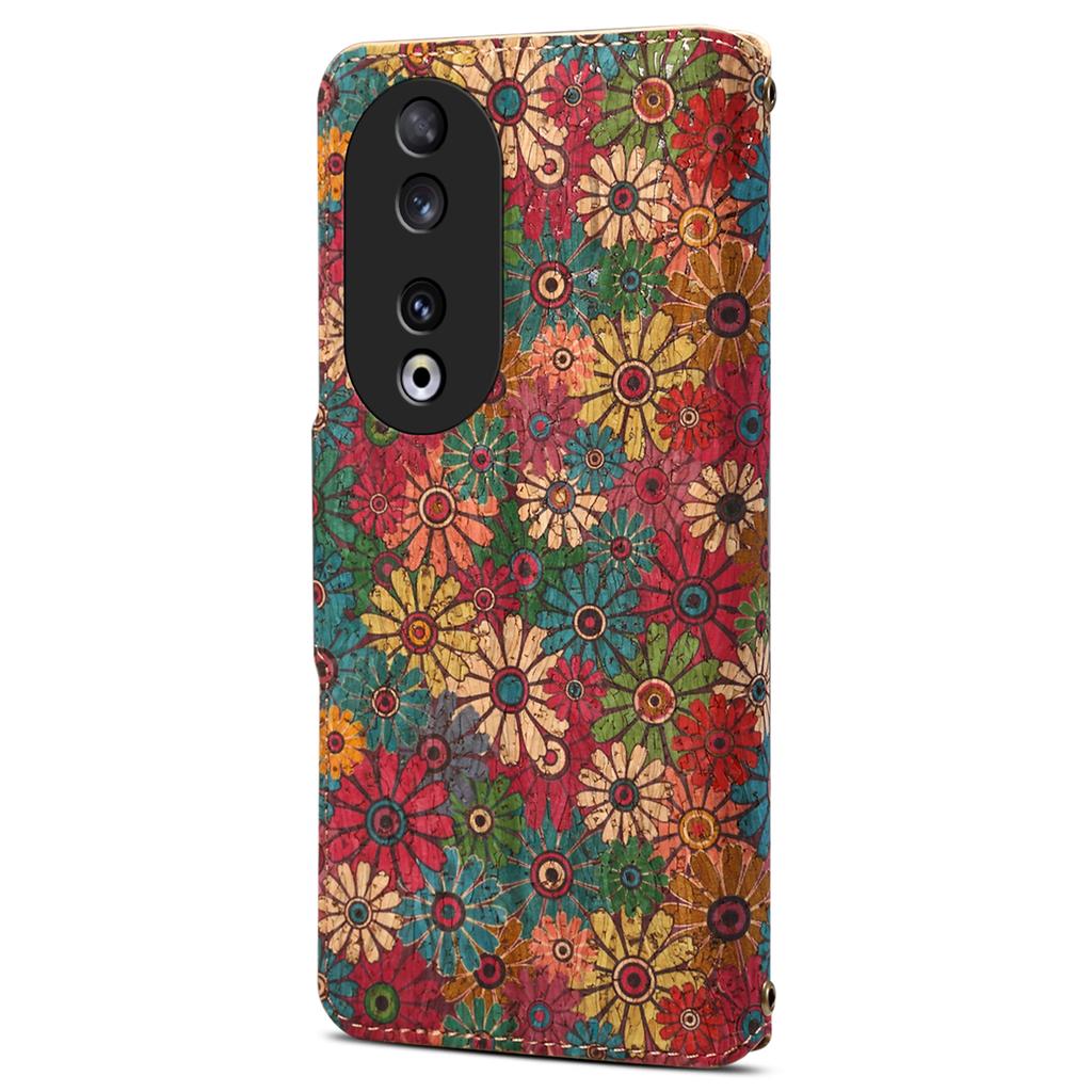 For Honor 90 Case Floral Pattern Leather Phone Cover with Wallet Stand