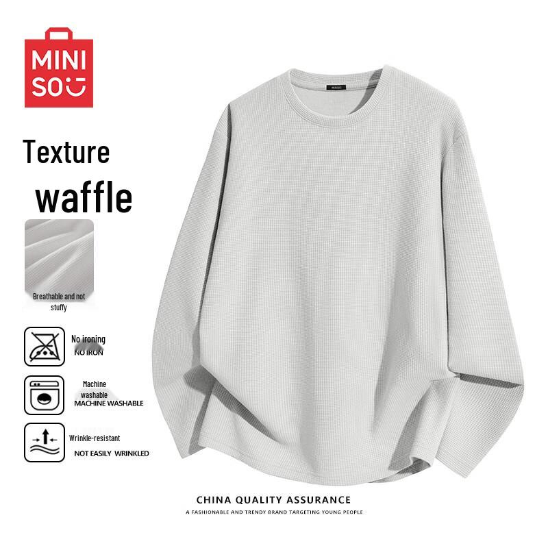 MINISO Waffle Knit Relaxed Fit Long Sleeve T-Shirt XL