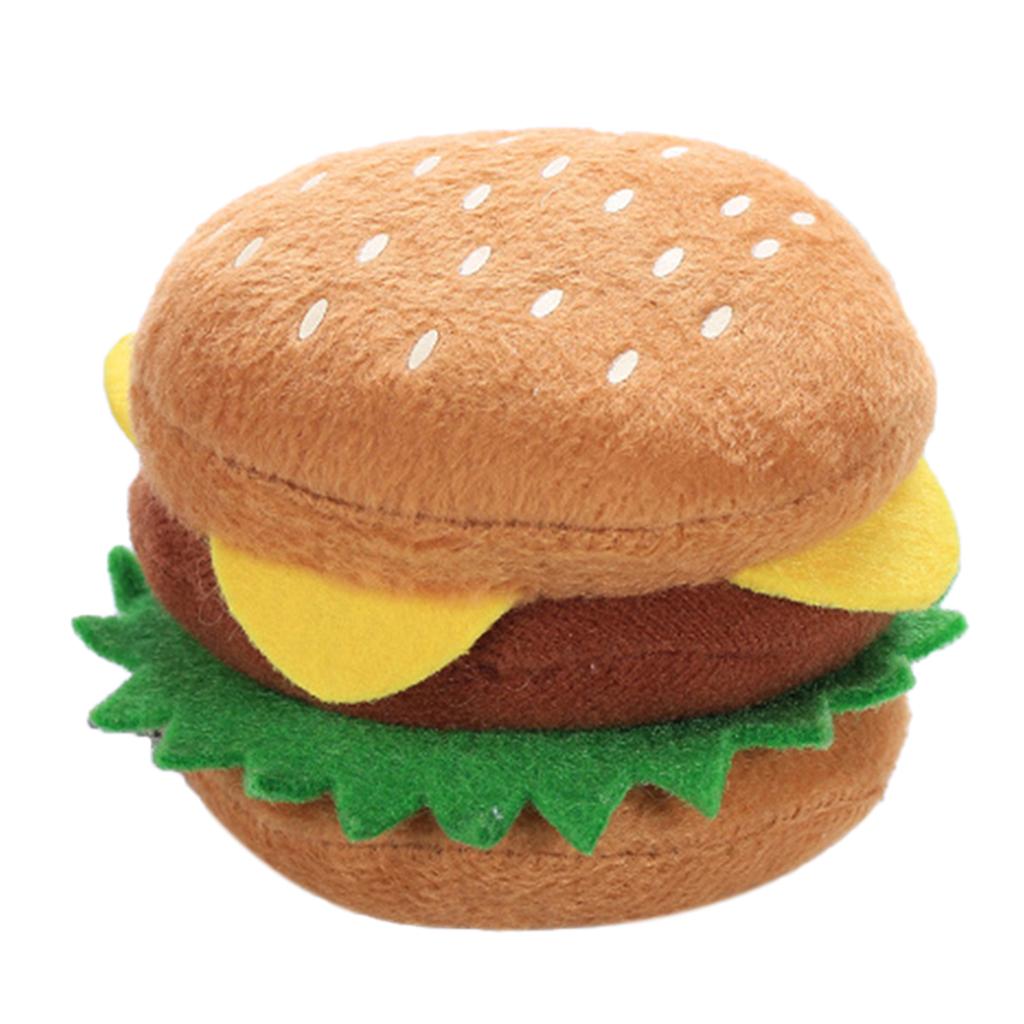 3x Dog Hamburger Chews Squeaky Squeaker Rubber Puppy Chewing