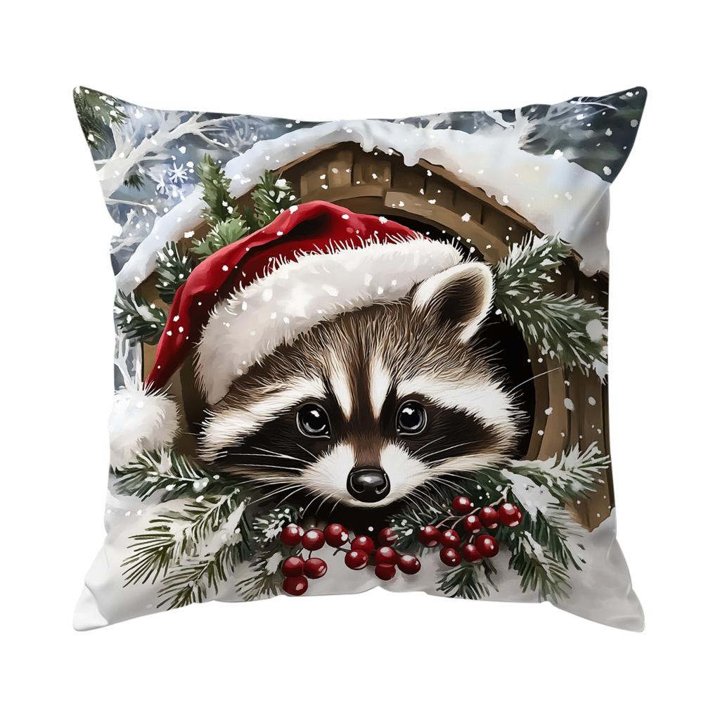 Cute Christmas Animals Pillowcase Bedroom Sofa Cushion Cover 100% Polyester Living Room Cushion Pillowcase Home Decor