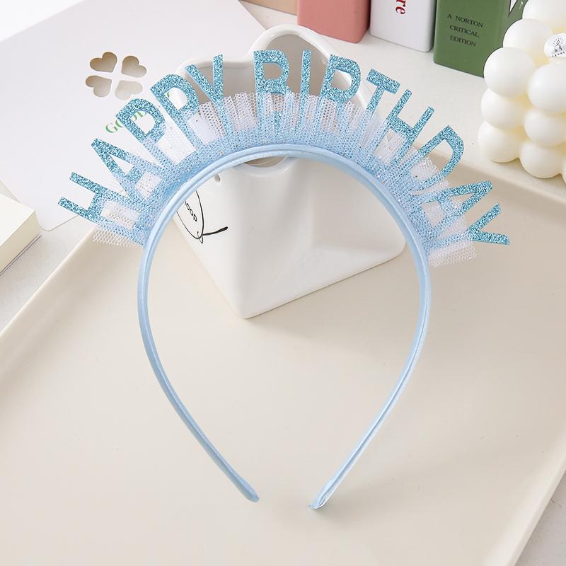 Large Korean-style Birthday Hat Glitter Happy Birthday Hair Band DIY Party Headwear Children Waterproof Plastic Indoor