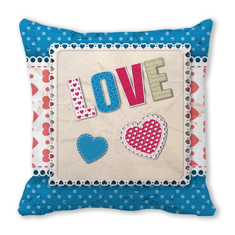 Creative Valentine's Day Happy Series Digital printing short plush pillow covers for car sofa office cushion cover home goods