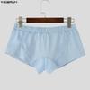 INCERUN Mens Ribbed Boxer Briefs Low Rise Underwear Trunks Homewear Breathable Shorts Pajama Bottoms