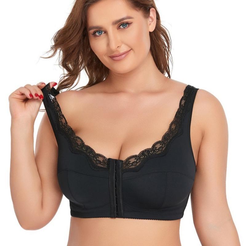 Wire-free Lace Large Cup Thin Underwear European and American Large Size Bra