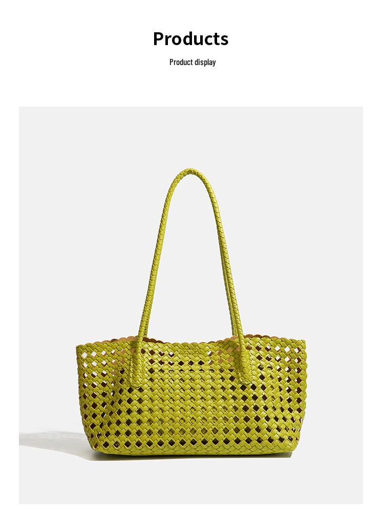 Bolsa de Picnic de Tejido de Lujo: Elegante Bolso de Hombro Hueco para Madre e Hijo
