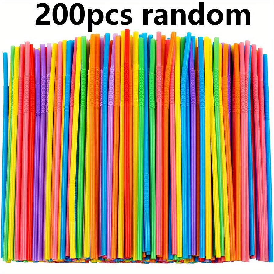 200pcs Colorful Bendy Straws Extra Long 33cm Disposable Plastic Drinking Straws for Parties, Birthday, Wedding, Drinks Decor JXB