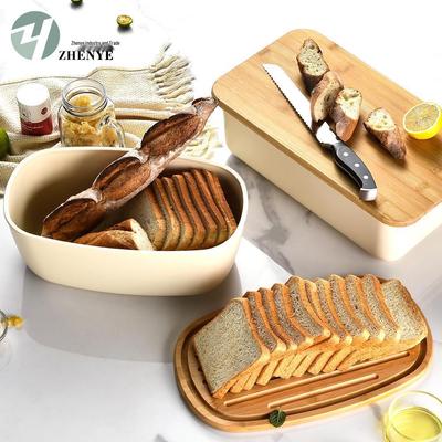 Nordic Bread Box: Large Capacity with Wooden Lid & Cutting Board