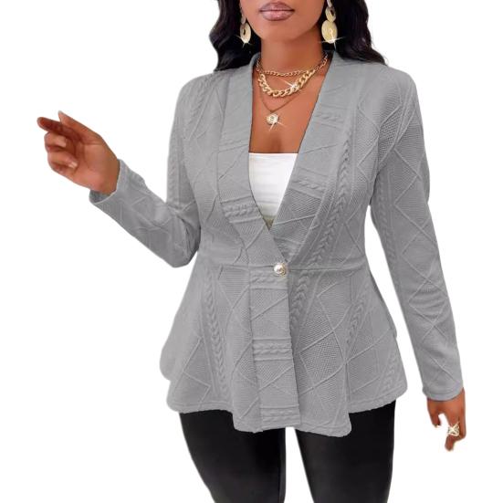 

Осенне-зимний женский костюм-пальто на одной пуговице, текстурированный жаккард, однотонный, средний 2XL серый