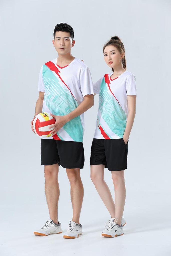 Quick-Dry Unisex Volleyball & Badminton Sports Set: Short Sleeve Jersey