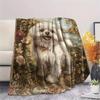 Maltese dog,pattern Flannel Blanket, High quality Comfortable for All Seasons, Home Decor, Warmth and Comfort, Perfect for Gifts.