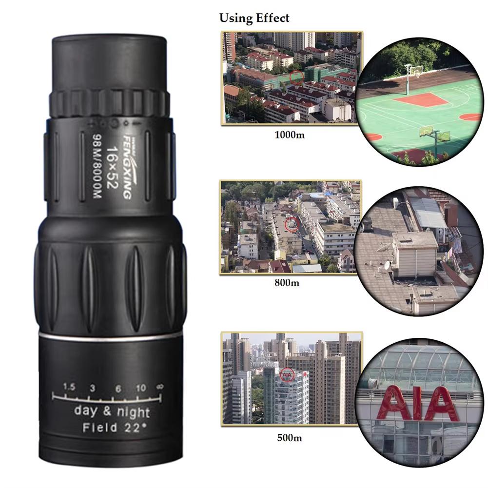 Powerful 16x52 Monocular Telescope Zoom  Long Range Night Spyglass for Outdoor Camping Bird Watching High Clarity Hunting