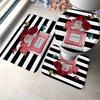 3pcs Set Perfume Flower Butterfly Bath Mat Bathroom Rugs Anti Slip Black White Stripes Bathtub Side Mats Doormat Carpet Decor