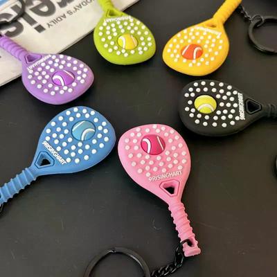 Tennis Keychain PVC Soft Rubber Sports Key Chain Cute Tennis Racket Ball Keyring Fashion Bag Pendant Decoration Gifts