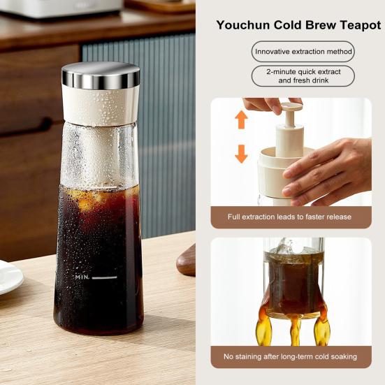 750ML Konvice na kávu Cold Brew 2minutová konvice na Cold Brew s filtrem z nerezové oceli pro domácí použití Konvice na ledovou kávu/čaj