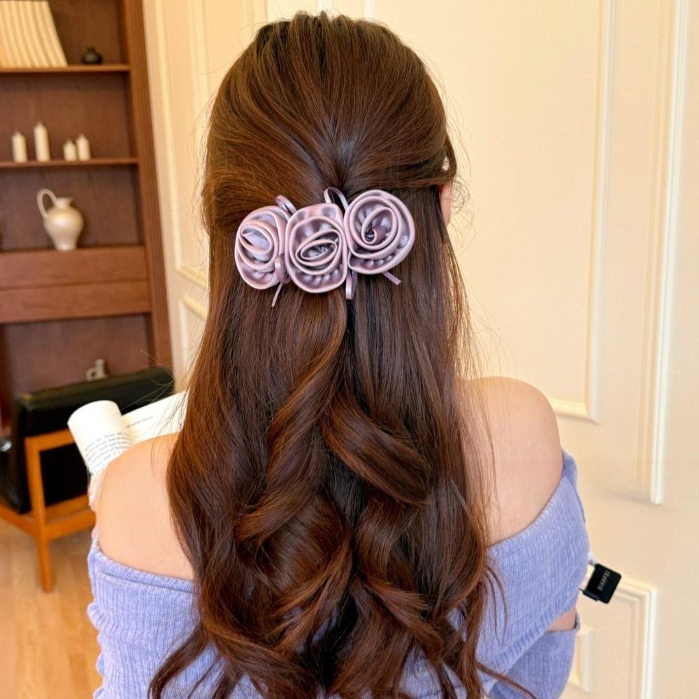 Solid Color Flowers Hairpin Bohemian Chignon Hair Clip Floral Hair Comb  Water Splashing Festival