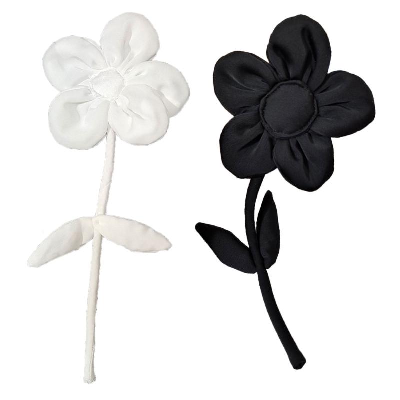 Black White Fabric Flower Brooch Pins Exaggerated Corsage Fashion Jewelry Brooches for Women Shirt Collar Accessories