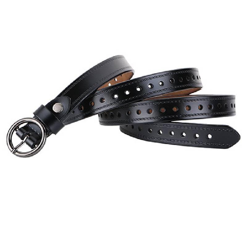 Vintage Style Leather Belt For Women With Alloy Pin Buckle And Pure Color Design