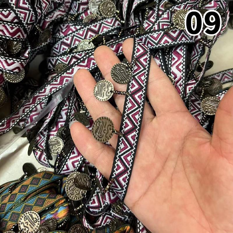 Woven Jacquard Ribbon Lace Tassel Fringe Geometric Figure Pattern for Clothing Straps Accessory Cloth Supplies Diy Sewing 1Yard