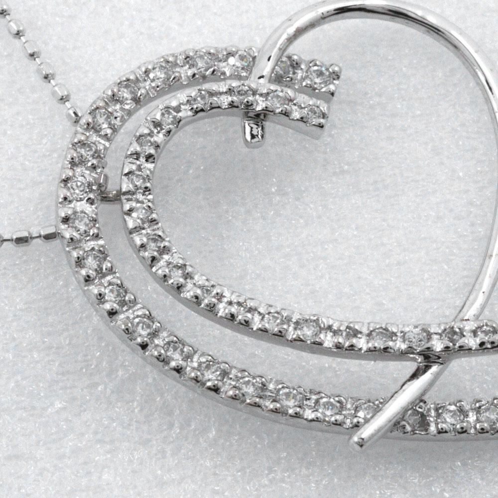 Heart Necklace 14 White Gold/diamond Heart 2.7g Women Used