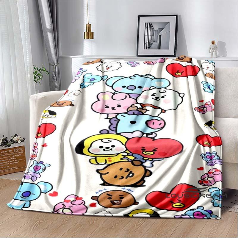 2026 Nuova Collezione Cartoni Animati Anime BT21 Adorabile Coperta Ultra Morbida per Bambini Coperta da Divano Perfetta per Viaggi Divani Picnic