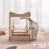Wooden Cat Swing Bed Hanging Hammock Indoor Cats All Season Detachable Pet Lounger