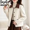 MiiOW Women's Elegant Contrast Collar Petite Winter Jacket